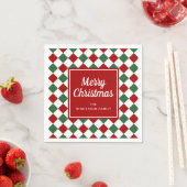 Serviette En Papier Festive Rouge Checked Joyeux Noël (En situation)