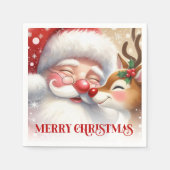 Serviette En Papier Festive Santa and Rudolph Christmas Napkins Dinner (Devant)