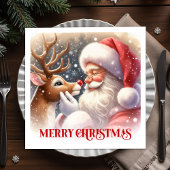 Serviette En Papier Festive Santa Claus Rudolph Christmas Party Dinner
