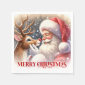 Serviette En Papier Festive Santa Claus Rudolph Christmas Party Dinner (Devant)