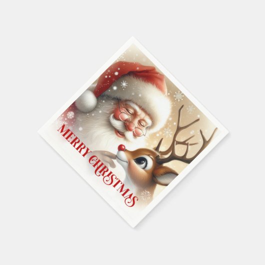 Serviette En Papier Festive Santa Claus Rudolph Holiday Dinner Party  (Coin)