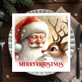 Serviette En Papier Festive Santa Claus Rudolph Holiday Dinner Party 