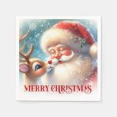 Serviette En Papier Festive Santa Claus Rudolph Holiday Napkins Dinner (Devant)