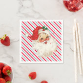 Serviette En Papier Festive Stripe Retro Père Noël (En situation)