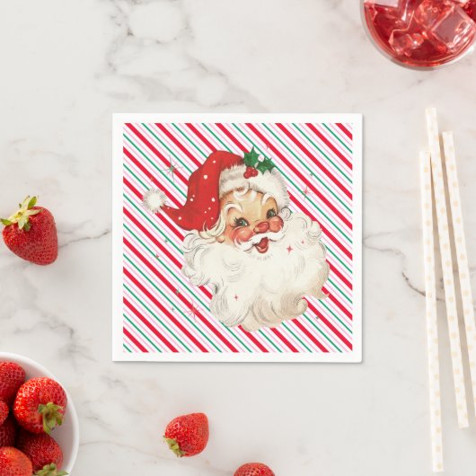 Serviette En Papier Festive Stripe Retro Père Noël (En situation)