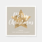 Serviette En Papier Festive Taupe Gold Star Noël (Devant)