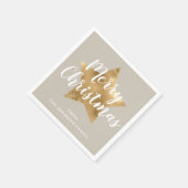 Serviette En Papier Festive Taupe Gold Star Noël (Coin)