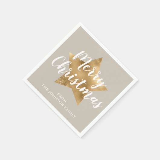 Serviette En Papier Festive Taupe Gold Star Noël (Coin)