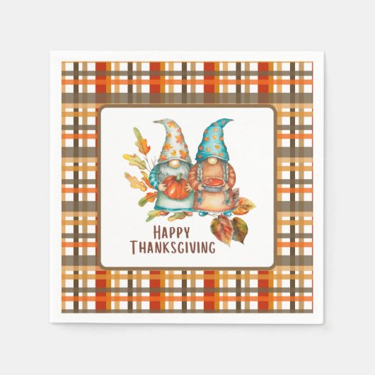 Serviette En Papier Festive Thanksgiving Gnomes (Devant)