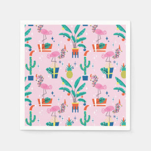 Serviette En Papier Festive Tropical Noël Motif