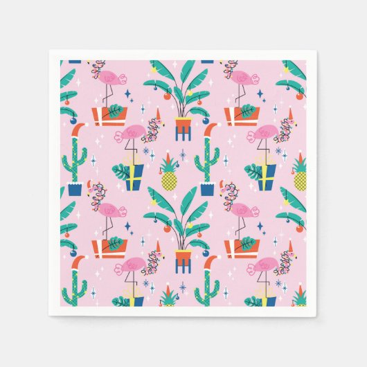 Serviette En Papier Festive Tropical Noël Motif (Devant)