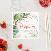 Serviette En Papier Festive Watercolor Greenery Merry Christmas (En situation)