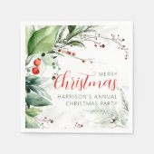 Serviette En Papier Festive Watercolor Greenery Merry Christmas (Devant)
