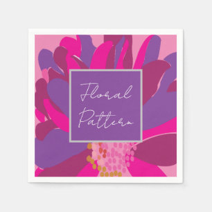 Serviette En Papier Fête à motif floral rose violet