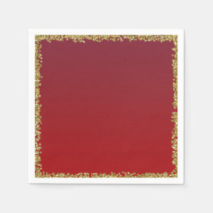 Serviette En Papier Fête à paillettes dorées trempées en rouge