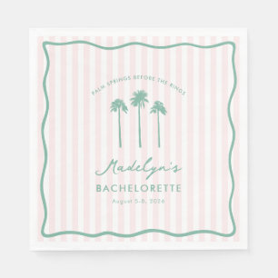 Serviette En Papier Fête à Palm Springs avant les bagues en rose et ve