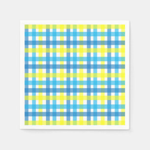 Serviette En Papier Fête à rayures bleues et jaunes cool