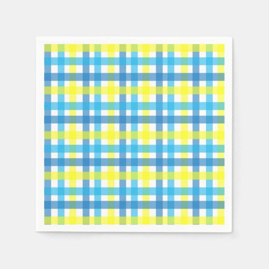 Serviette En Papier Fête à rayures bleues et jaunes cool (Devant)