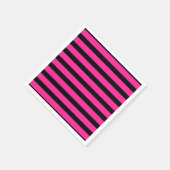 Serviette En Papier Fête à rayures de mode rose et noir chaud (Coin)