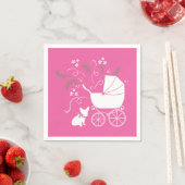 Serviette En Papier Fête à thème Bulldog en France - rose Baby shower (En situation)