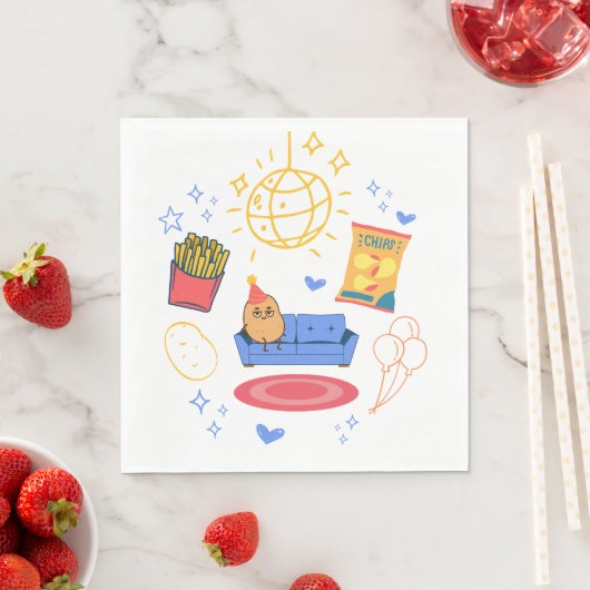 Serviette En Papier Fête à thème de la pomme de terre (En situation)