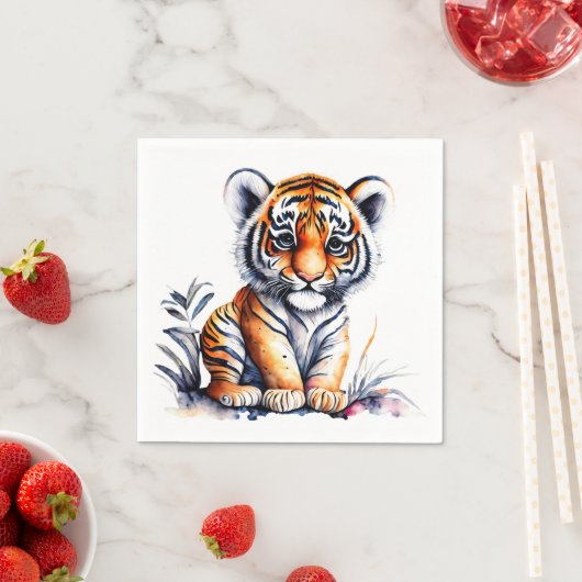 Serviette En Papier Fête à thème des animaux de tigres (En situation)