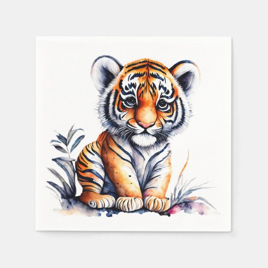 Serviette En Papier Fête à thème des animaux de tigres (Devant)