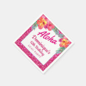 Serviette En Papier Fête Aloha Luau Paillettes Papier Tropical Hibiscu (Coin)