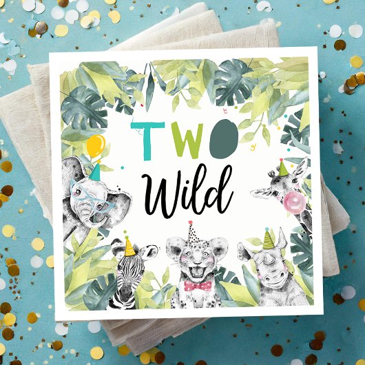 Serviette En Papier Fête Animaux Safari Deux garçons sauvages Annivers