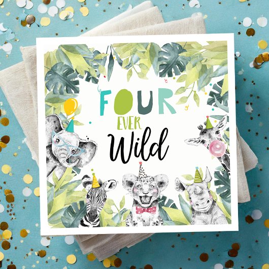 Serviette En Papier Fête Animaux Safari Quatre Ever Wild Boy Anniversa