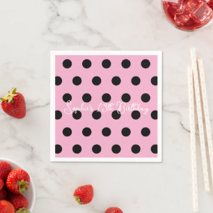 Serviette En Papier Fête Anniversaire 13 ans à pois - Rose & Noir