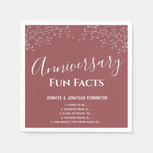 Serviette En Papier Fête Anniversaire Floral Fun Facts serviettes (Devant)