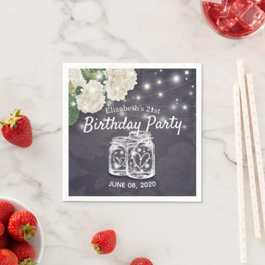 Serviette En Papier Fête Anniversaire Mason Jars String Fleurs (En situation)