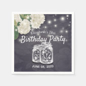 Serviette En Papier Fête Anniversaire Mason Jars String Fleurs (Devant)