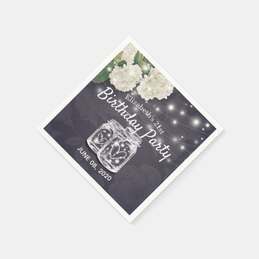 Serviette En Papier Fête Anniversaire Mason Jars String Fleurs (Coin)