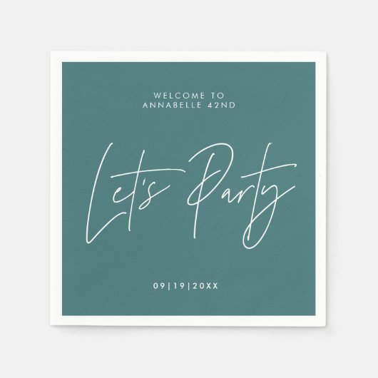 Serviette En Papier Fête Anniversaire moderne minima typographie turqu (Devant)