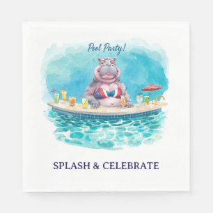 Serviette En Papier Fête au bord de la piscine le 4 juillet avec Hippo