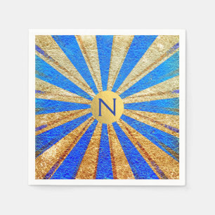 Serviette En Papier Fête au Carnaval du Cirque Vintage Bleu Royal Doré