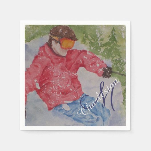 Serviette En Papier Fête au chalet de ski (Devant)