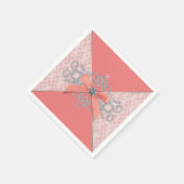 Serviette En Papier Fête au thème de dentelle diamantée corail (Coin)