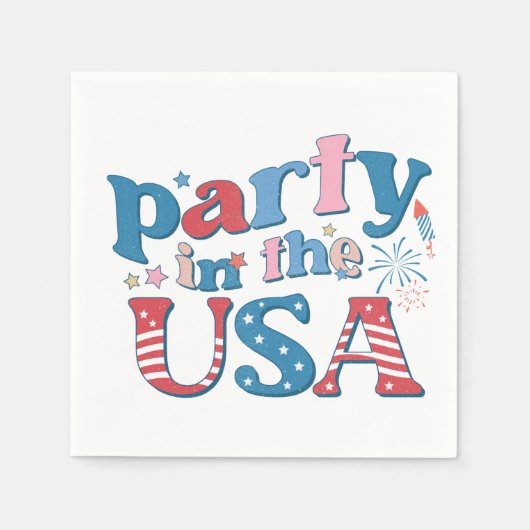 Serviette En Papier Fête Aux États-Unis Patriotique (Devant)
