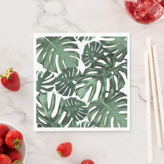 Serviette En Papier Fête aux feuilles tropicales (En situation)