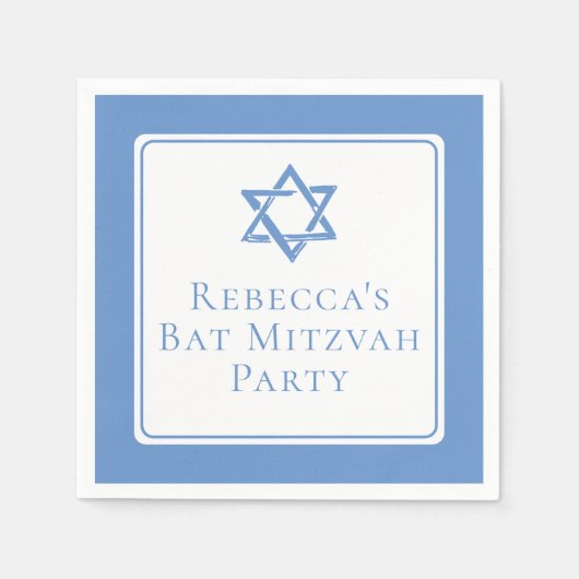 Serviette En Papier Fête bat mitzvah lumière étoile bleue de David (Devant)