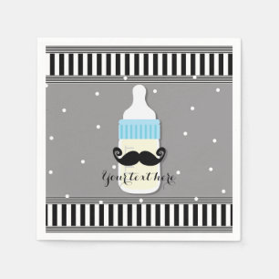 Serviette En Papier Fête bébé bouteille et moustache fête moderne