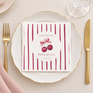 Serviette En Papier Fête Bébé Fille Cerise sur le Haut