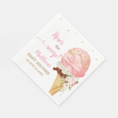 Serviette En Papier Fête bébé glace rose  (Coin)