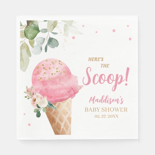Serviette En Papier Fête bébé glace rose (Devant)