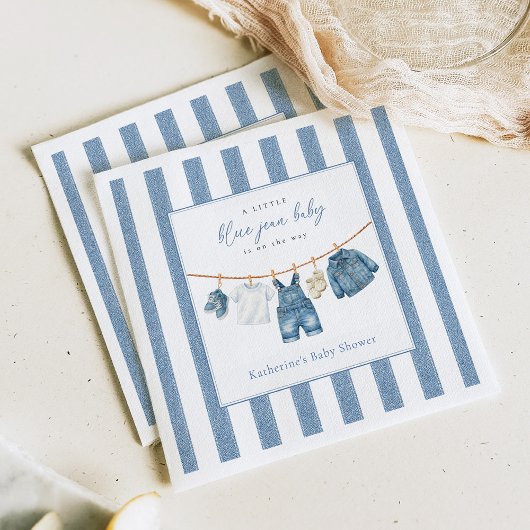 Serviette En Papier Fête Bébé Jean Bleu 