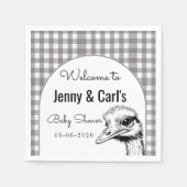 Serviette En Papier Fête bébé Ostrich Gingham Gris (Devant)