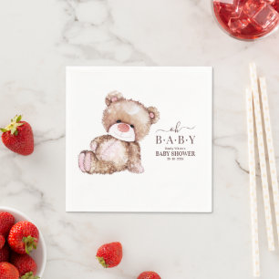 Serviette En Papier Fête bébé ours en peluche, fille Fête bébé ourson 